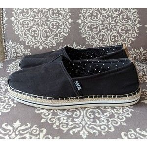 BOBS by Skechers Women's 9 Black Memory Foam Slip On Comfort Espadrille Shoes